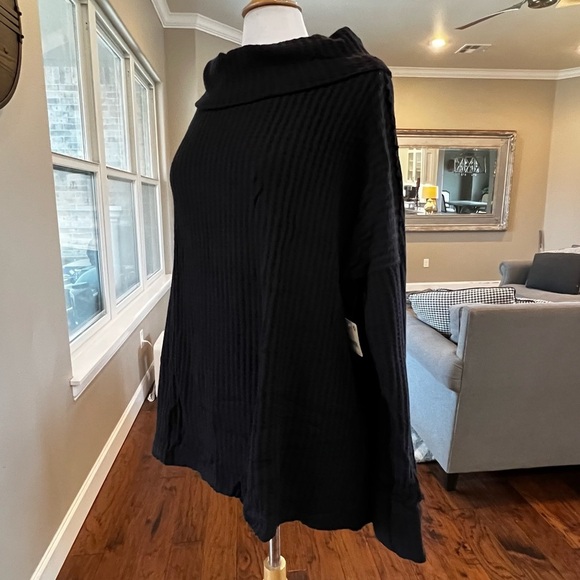 NWT Free People Juicy Sweater Medium or Large Black Cowl Neck Draped Tunic Top - Picture 11 of 15